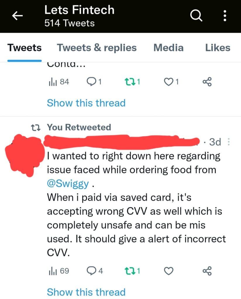 Swiggy CVV Fraud