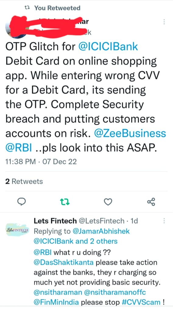 ICICI Bank CVV Fraud