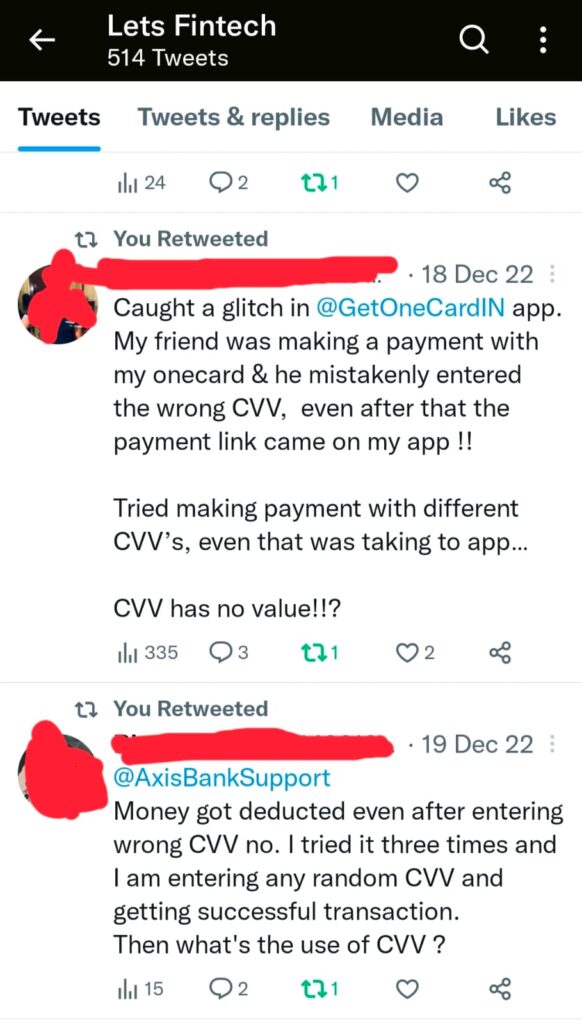 One Card CVV Fraud, Axis Bank CVV Fraud